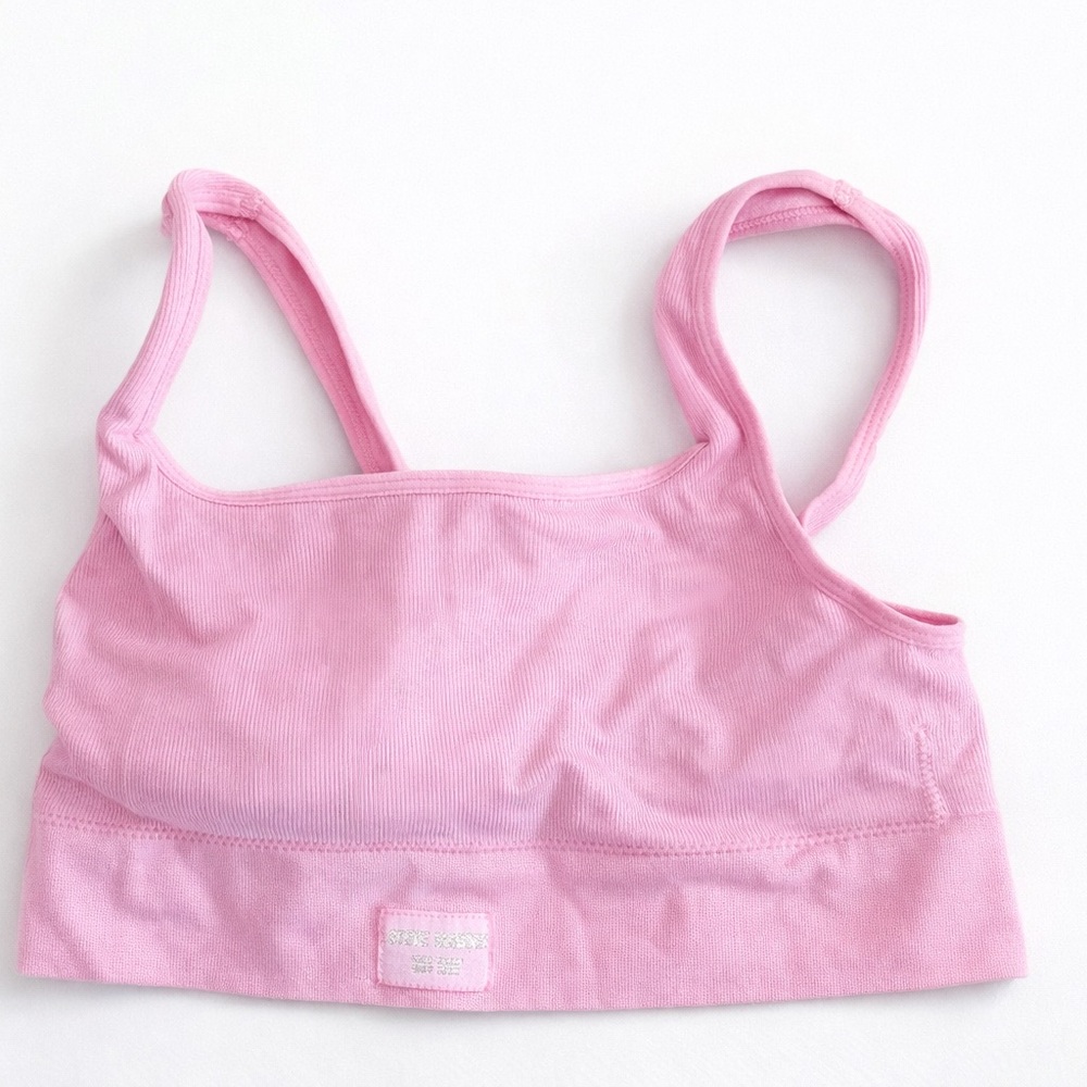 Steve Madden Pink Ribbed Seamless Bralette Sports Bra | Size L